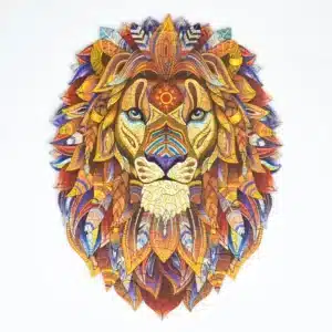 leu gigant puzzle din lemn