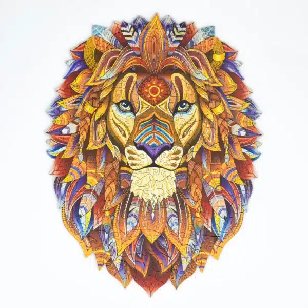 leu gigant puzzle din lemn