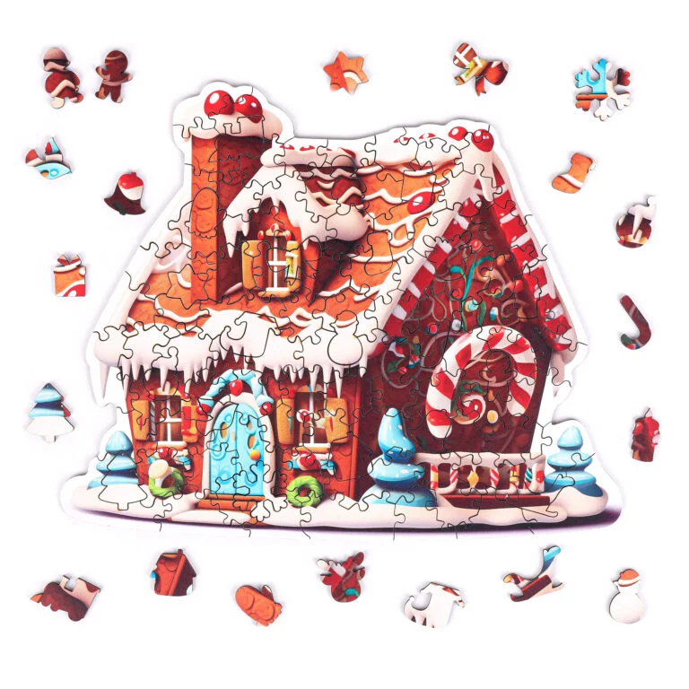 Gingerbread Cottage puzzle din lemn