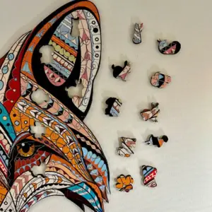 mintás róka fej fa puzzle