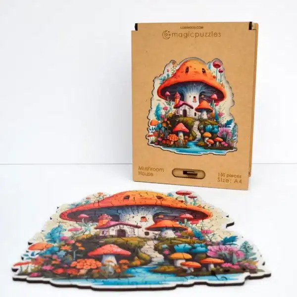 ciuperci casa puzzle din lemn