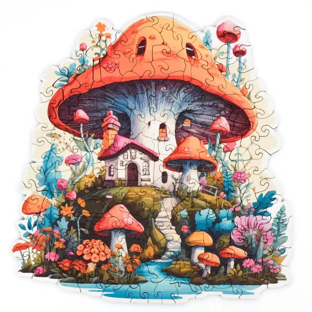 ciuperci casa puzzle din lemn