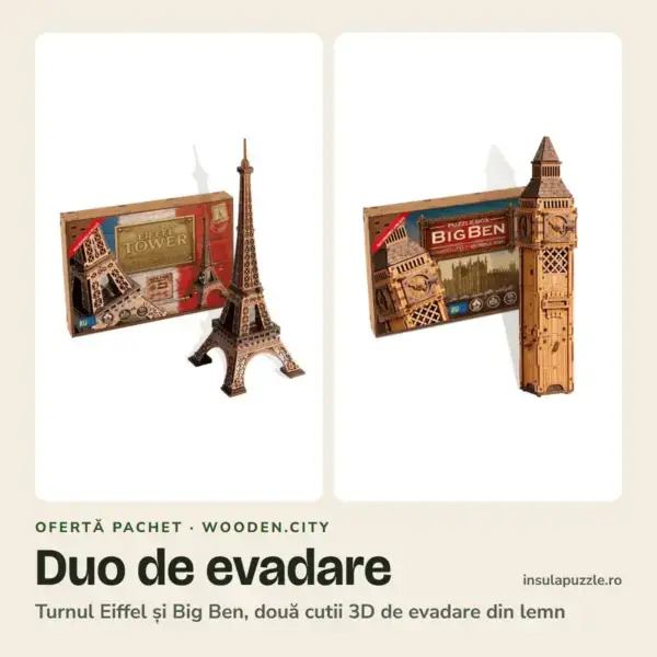 Pachet puzzle 3D de evadare din lemn