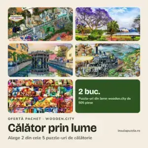 Pachet puzzle din lemn Călător prin lume