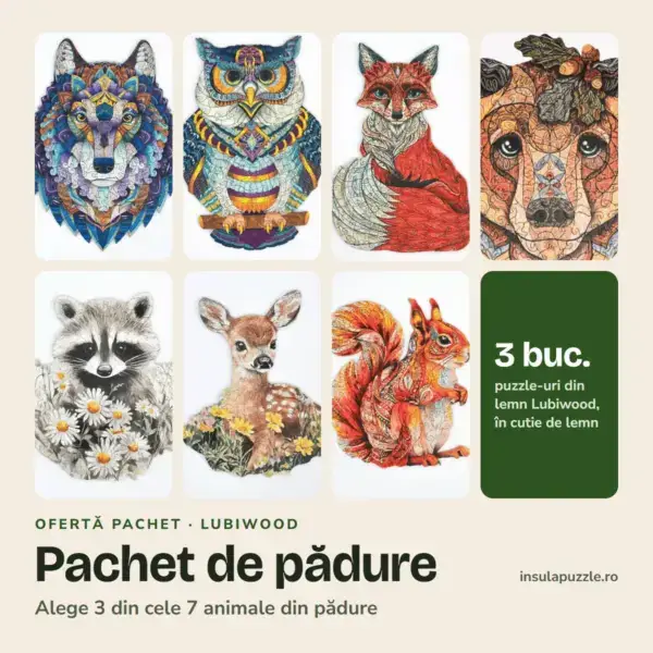 Pachet puzzle din lemn de pădure