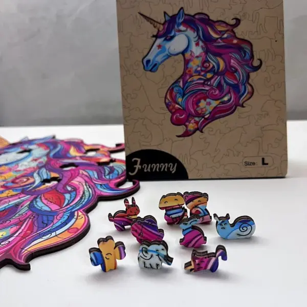 unicorn magic puzzle din lemn