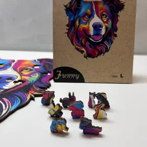 cățeluș amuzant puzzle din lemn