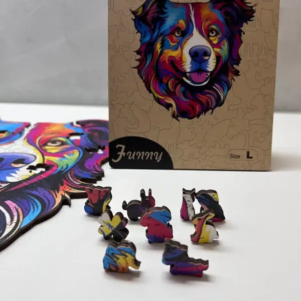 cățeluș amuzant puzzle din lemn