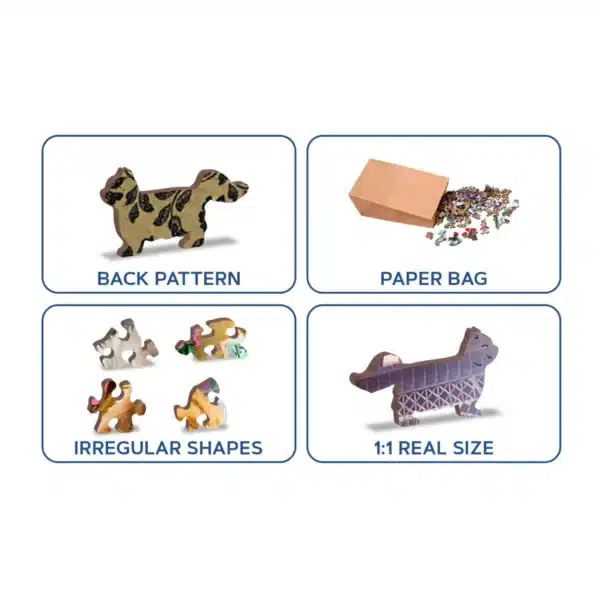 kiskutyák párizsban fa puzzle