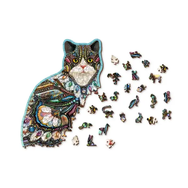 Az ékszerekkel díszített macska fa puzzle