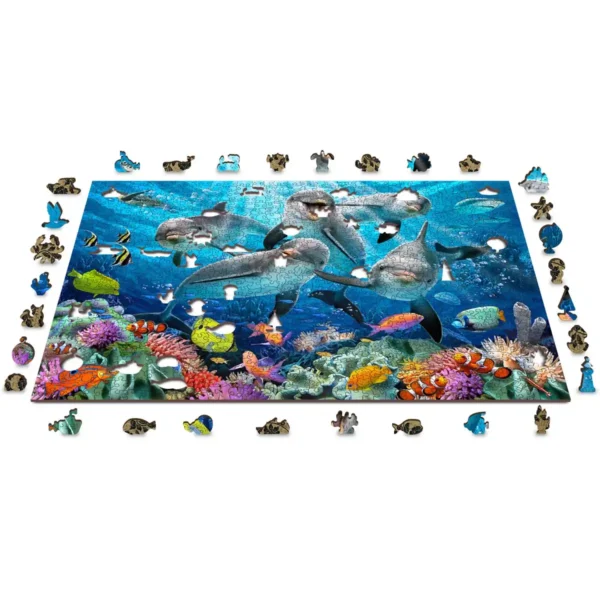 fericit delfini puzzle din lemn