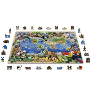 állati királyság térkép fa puzzle