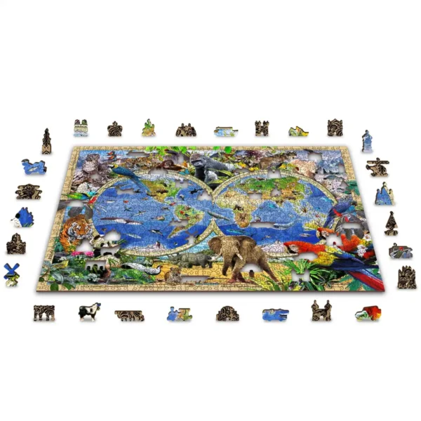 harta regatului animal puzzle din lemn