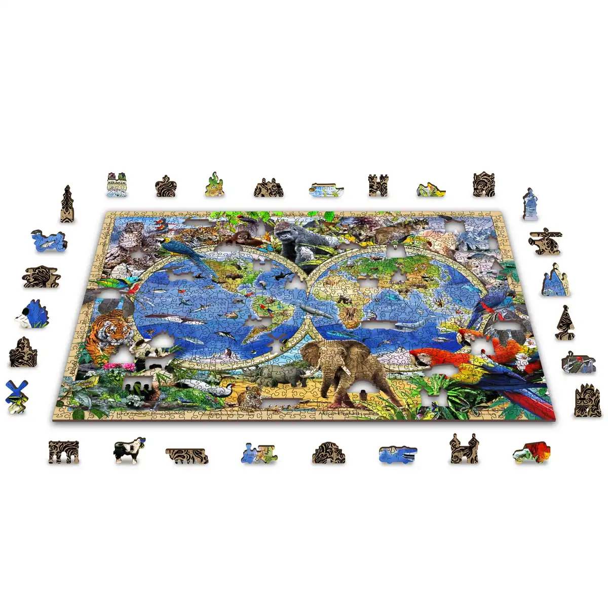 harta regatului animal puzzle din lemn