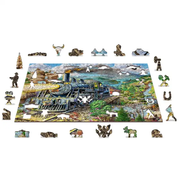 gőzmozdony fa puzzle