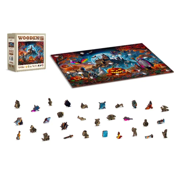 halloween castel noapte puzzle din lemn