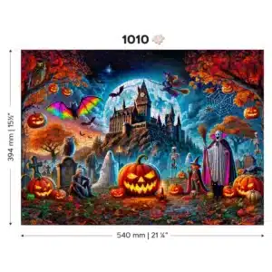 halloween castel noapte puzzle din lemn