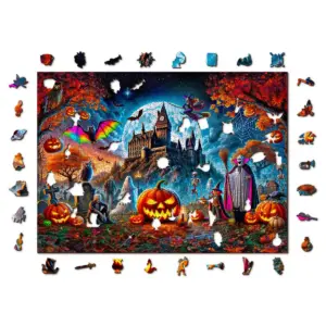 halloween kastély éjszaka fa puzzle