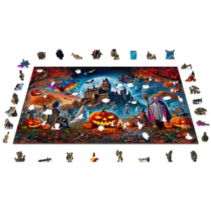 dovleci fantomatici la noapte puzzle din lemn