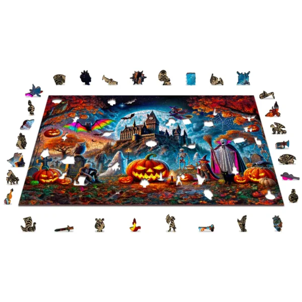 dovleci fantomatici la noapte puzzle din lemn