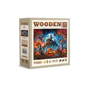 halloween castel noapte puzzle din lemn